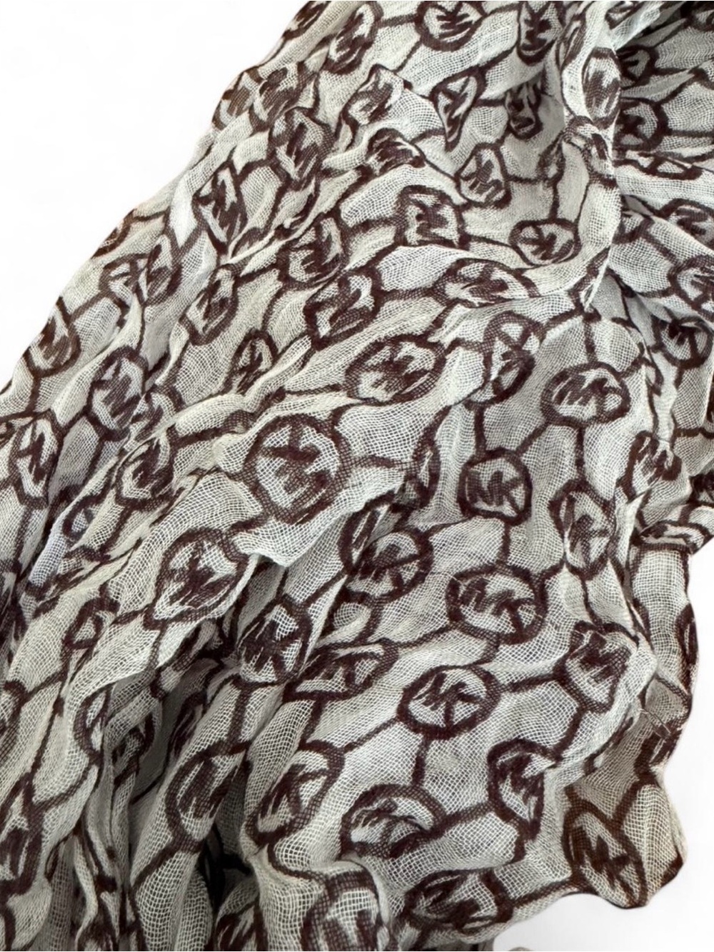 Michael Kors brown + cream sheer, flowy, gauze scarf
